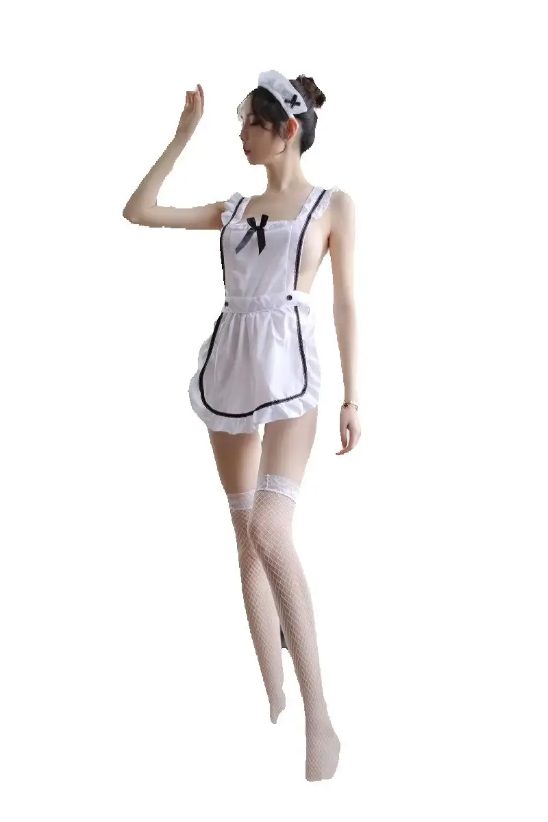 Lencería Sexy para Mujer, Disfraz de Sirvienta para Fiestas, Delantal Retro para Cocina, Limpieza, Disfraz Sexy de Cosplay con Tanga