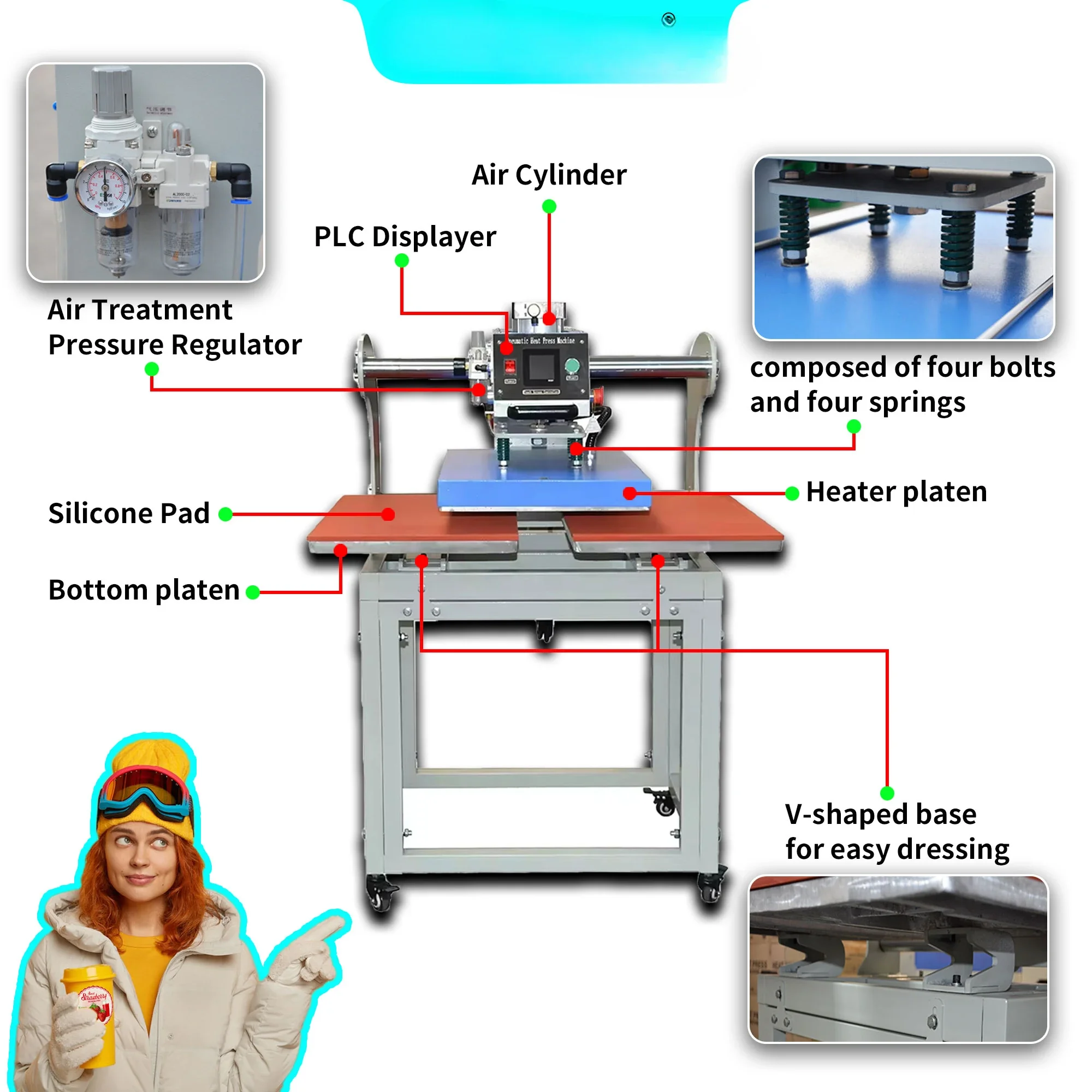 Automatic pneumatic hydraulic multi-functional small hot press sliding automatic opening t-shirt hot press