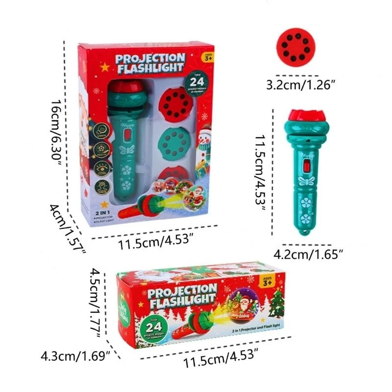 Weihnachten Projektion Taschenlampe Licht Spielzeug Dia Projektor Taschenlampe Projektion Licht 15UB