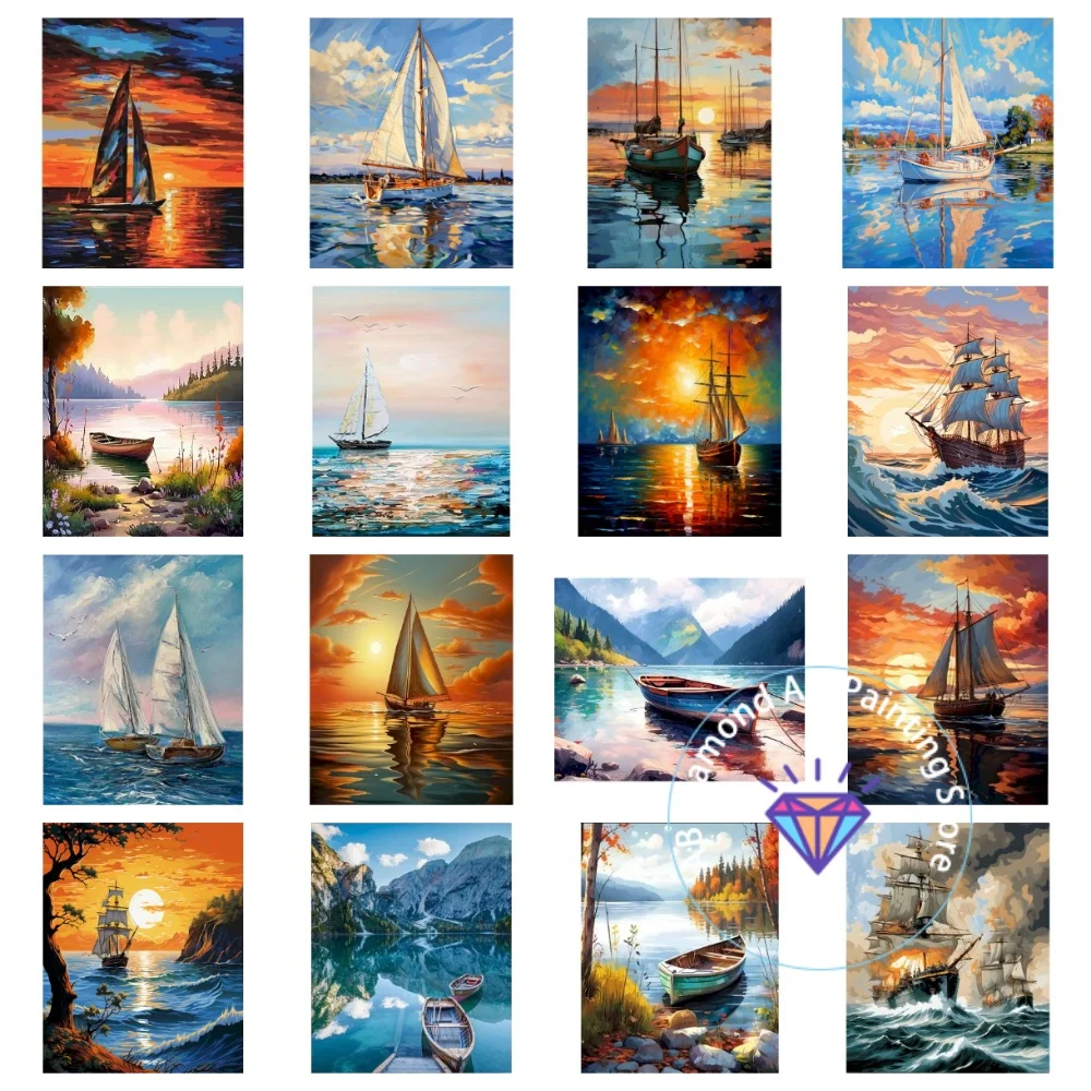 

Sailing Landscape AB Diamond Painting Kit Square Round Diamond 5D DIY Mosaic Handmade Art Adult Exquisite Gift Crafts Home Decor