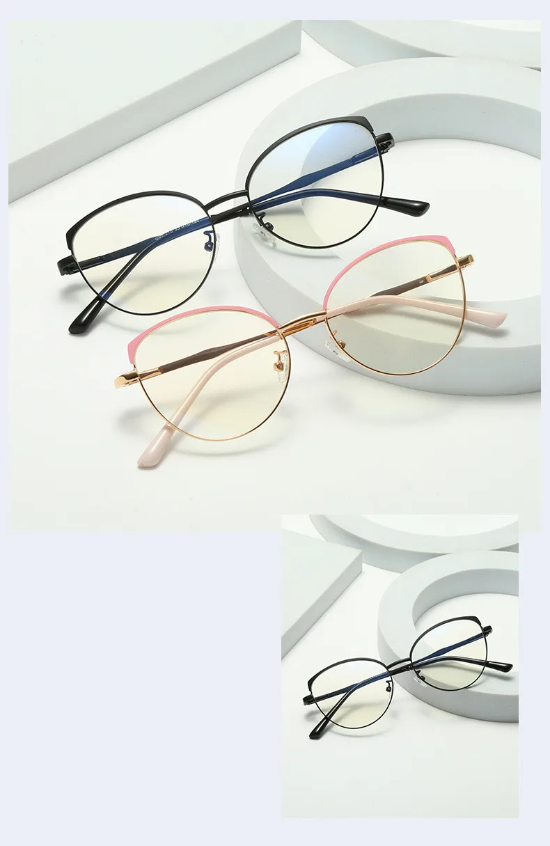 Marken design Retro runde Katzenauge Metall Mädchen Rahmen photo chrome Anti-Blaulicht Computer Frauen Lesebrille Grad 0 ~ 6 – Detail 4