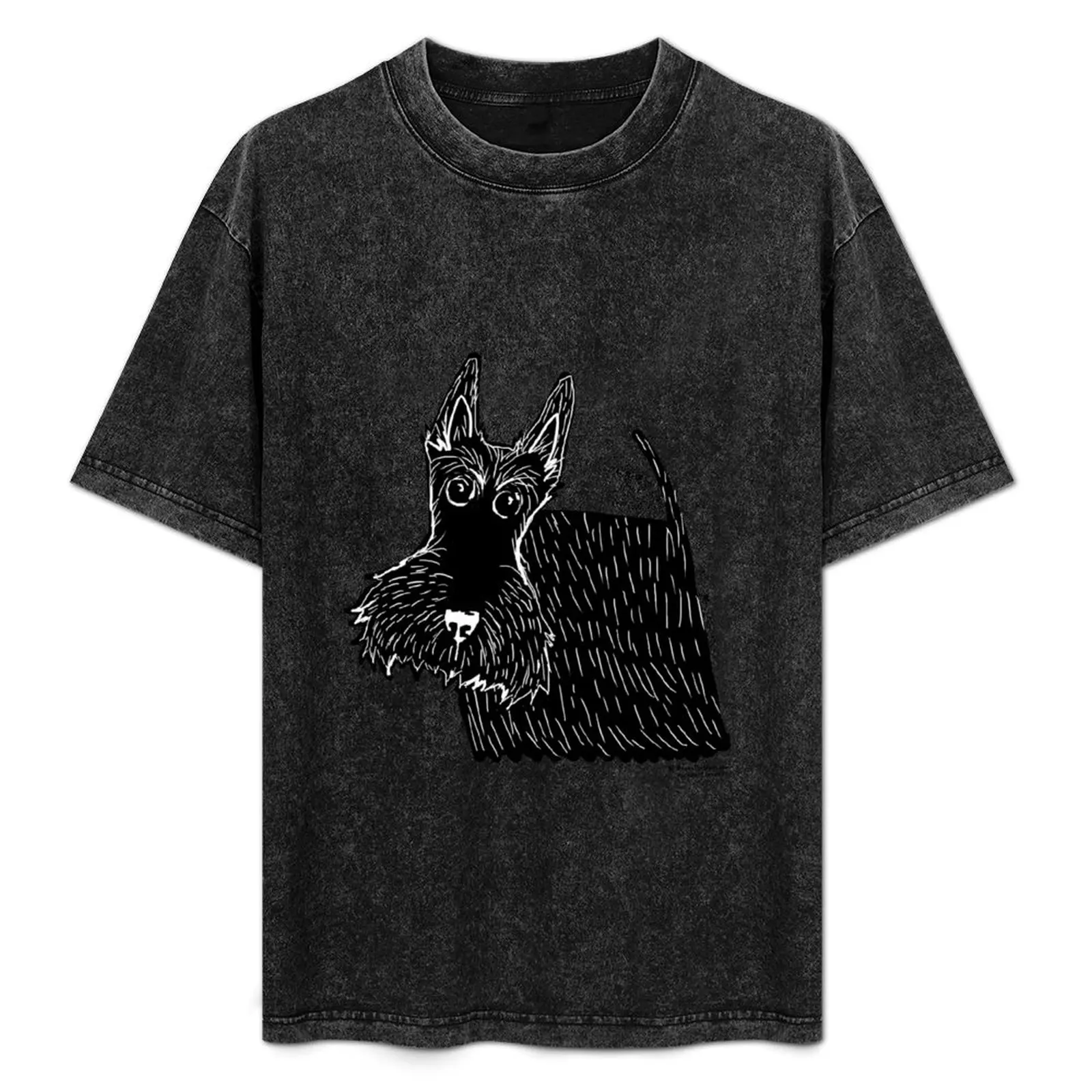 

Woodcut scottie CopyrightBonniePortraits T-Shirt Summer Casual Loose T-Shirt