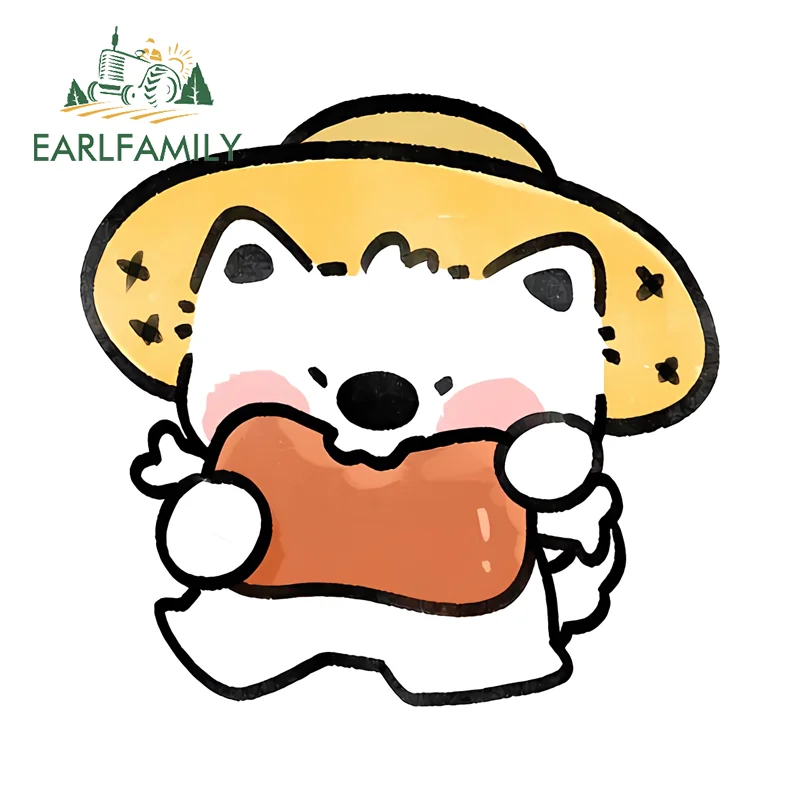 EARLFAMILY Maltese Item Eating Dog Graphics Car Accessories Amusing Tumbler Bumper Decal PVC Scratch-Proof Exterior Accessories