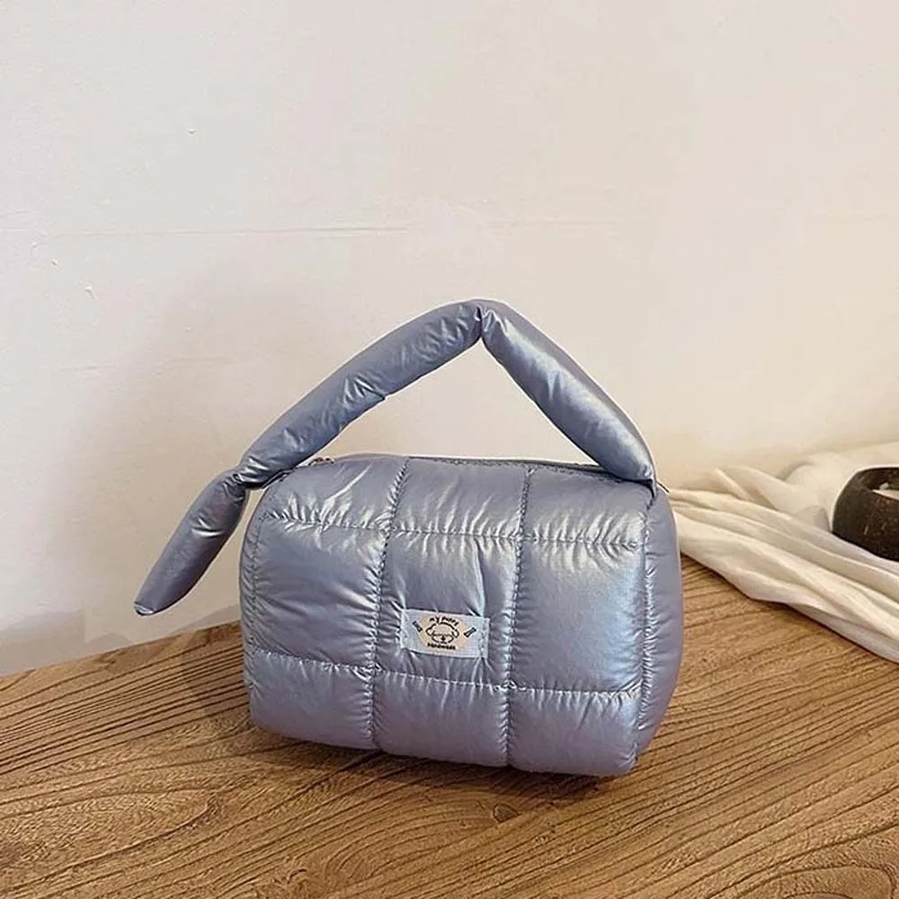 Gesteppte Cloud-Plissee-Gittertasche, großes Fassungsvermögen, leichte, bauschige Tragetasche, Polyester, spritzwassergeschützt