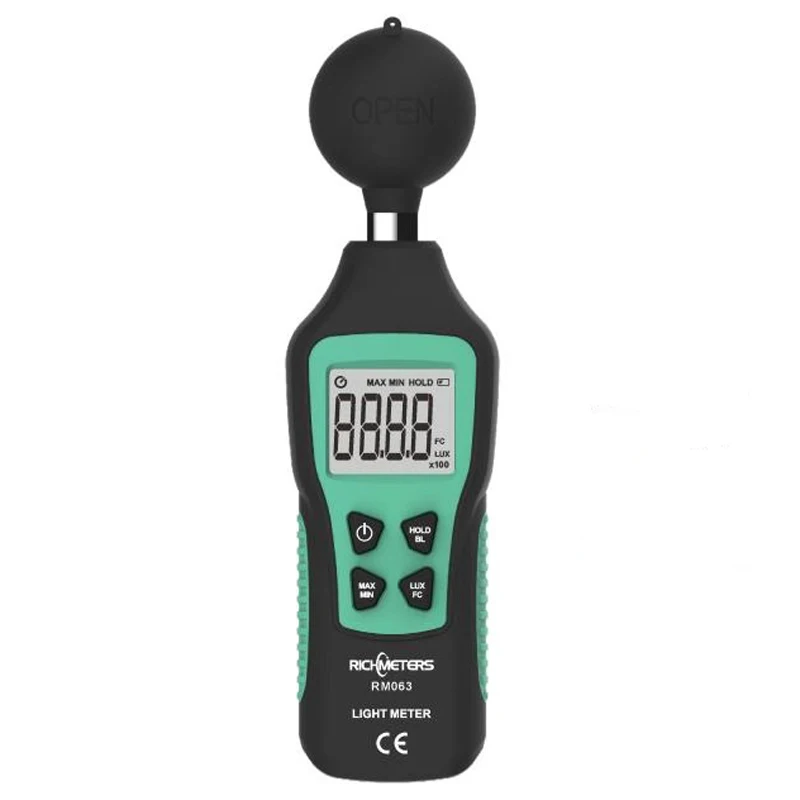 RICHMETERS Industrial Light Meter Luxmeter RM063 Digital Luxmeter Lux Industry OEM ABS Plastic MAX / MIN / Data Hold Functions