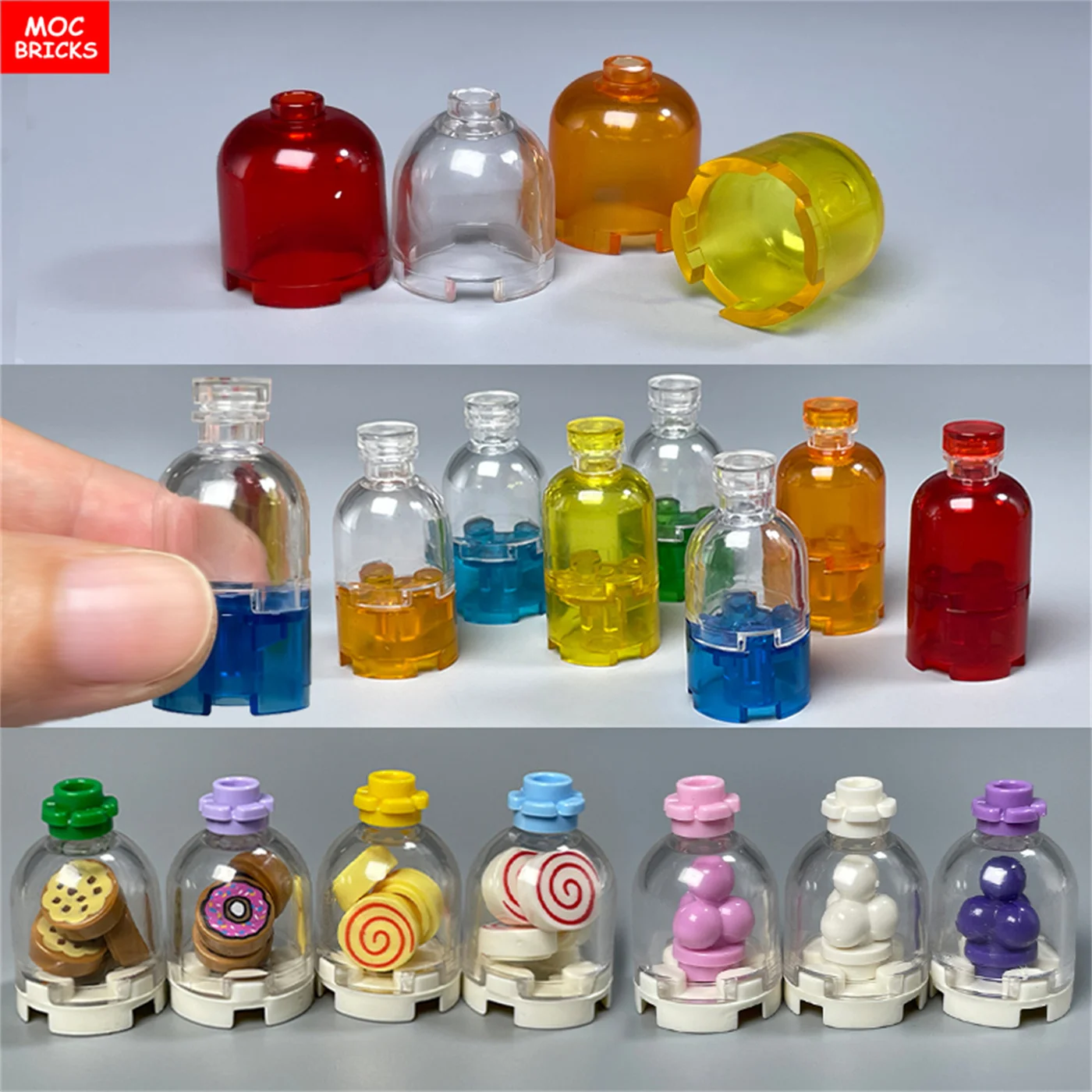 MOC Bricks Transparent Container Drinking bottle 30351 Water Toys Round 2x2x1 Dome Top-Hollow Stud Building Blocks Kids Toys