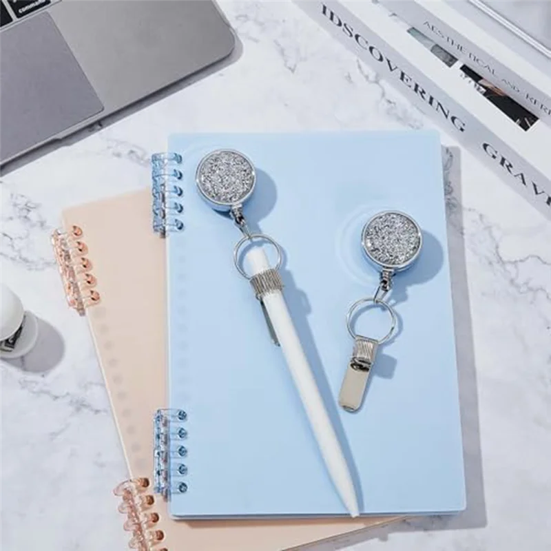 A42Z-Retractable Pen Holder 25.6 Inch Retractable Pen Reel Keychain With Clip For Carpenters Nurse Workers Mechanics