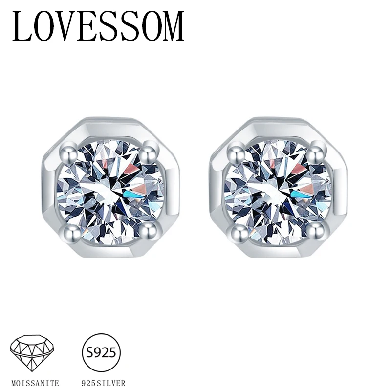 

A pair of 925 silver moissanite geometric earrings, simple and versatile, daily earrings, autumn and winter holiday gifts