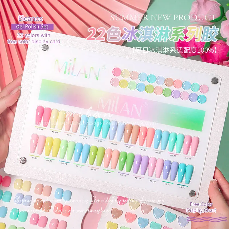 

Eleanos Spring Summer 22pcs Ice Cream Gel Nail Polish Set Soak Off Macaron Color UV LED Varnishes Nail Art 15ml Candy Gel Polish