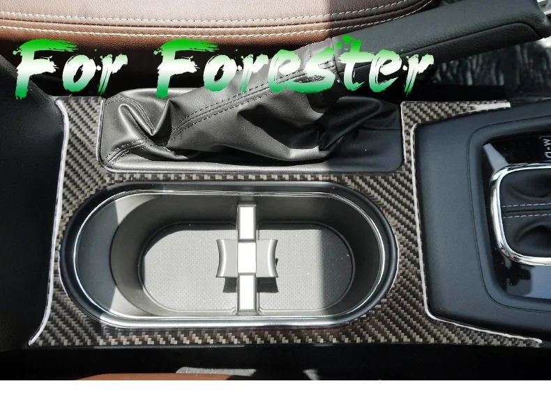 For Subaru Forester 2013 2014 2015 2016 2017 2018 LHD RHD Real Soft Carbon Fiber Central Cup Holder Interior Trim Accessories