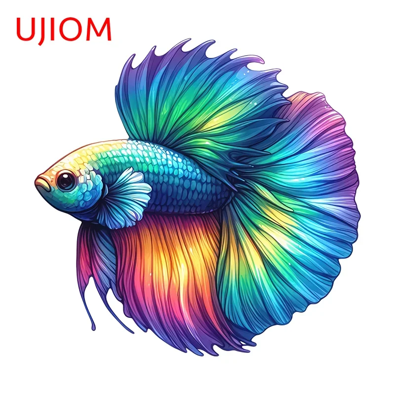 UJIOM Trendiger, hochwertiger Neon-Betta-Fisch-Wandaufkleber, interessanter, farbenfroher Tieraufkleber, geeignet für die Dekoration von Schränken und Eingangsbereichen
