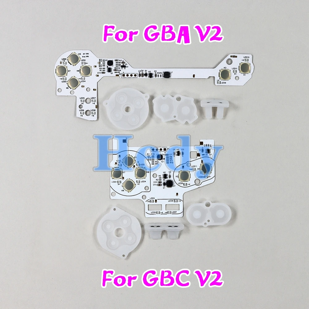 1set For GBA V2 Light Conductive Film Button Modify Kits For GBC V2.0 Replacement LED Button Pad Mod Set For Gameboy Advance