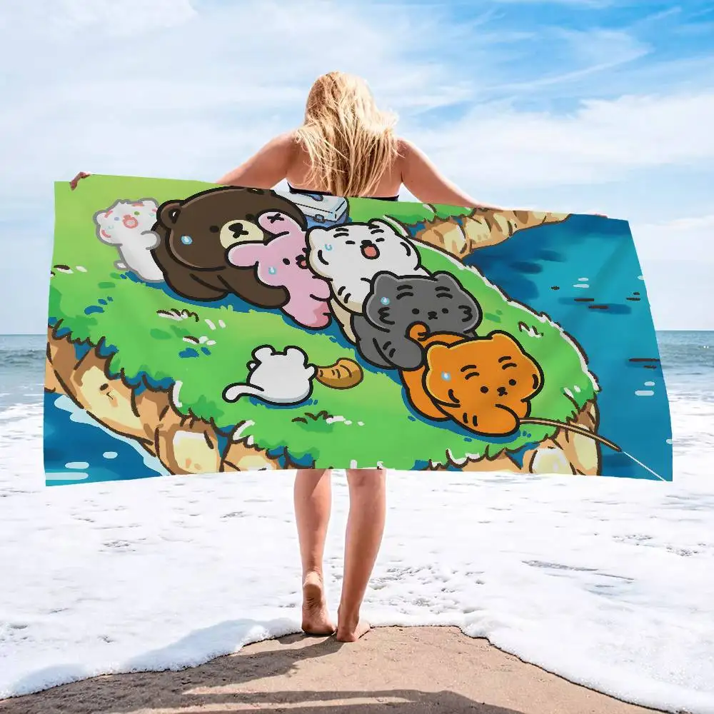 kawaii cute M-MUZIKS T-TIGERS Microfiber Printed Beach Towel Mountain Climbing Yoga Beach Swimming Running Absorbent Soft Towel