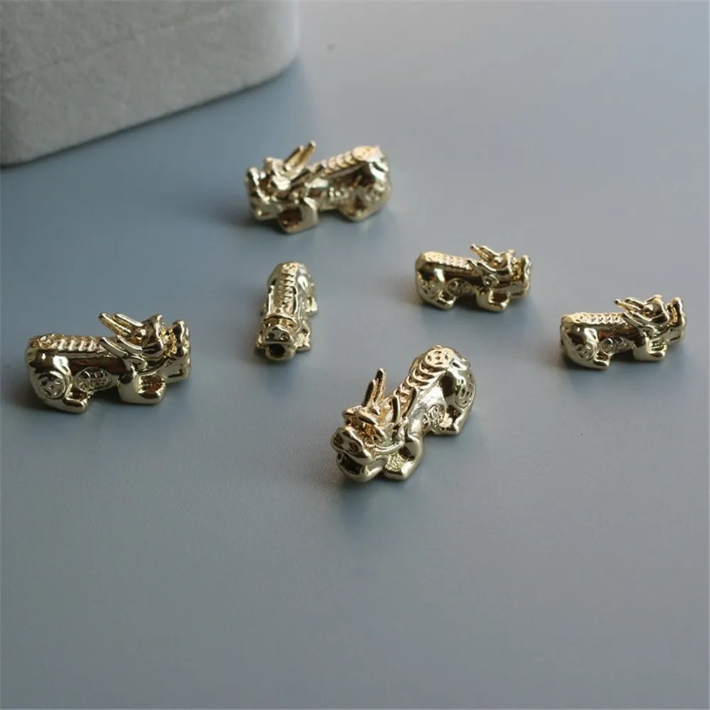 14K Bag of Golden Unicorn, Pixiu Through-hole Bracelet Accessories, Lucky DIY Jewelry