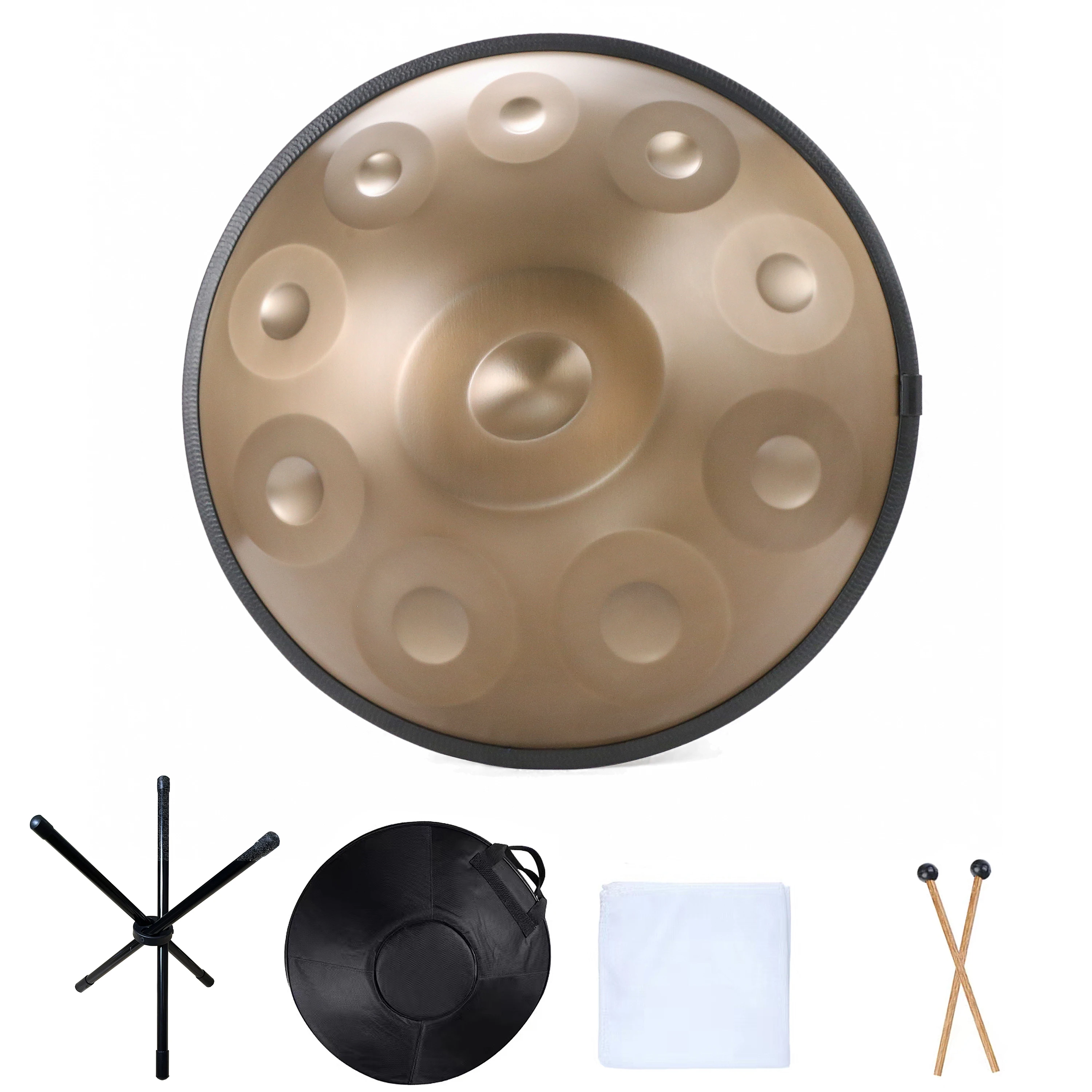 Handpan 22 Inci 432HZ D Minor 9 10 12 Catatan 440HZ Nitrida Pantam Drum Panci Tangan Baja Tahan Karat untuk Meditasi Pemula Yoga