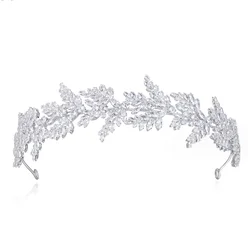 Cubic Zirconia Bridal Headband Wedding Hair Jewelry Accessories Sliver Bride Headdress Tiara Crown Women Prom Party Headpiece