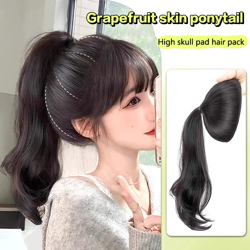 

Synthetic Hair Bun Ball Head Invisible High Skull Apex Lifelike Curly Hair Wig Hair Bag Grapefruit Peel Lazy To Increase Hair