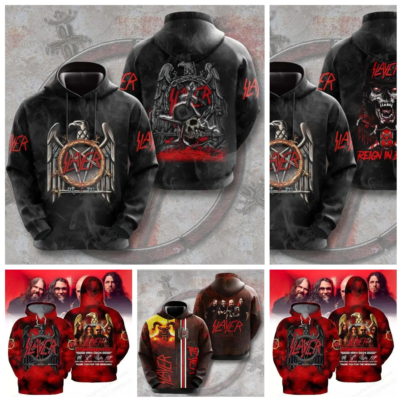 Felpa con cappuccio con stampa 3d Rock Metal Slayer Band Uomo Donna Moda Plus Size Felpe con cappuccio con teschio Felpa Cappotto da ragazzo Donna Felpe con cappuccio da uomo Nuovo