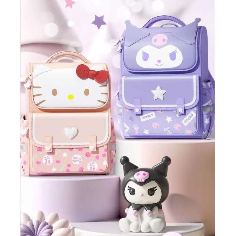 

2024 New Kuromi Backpack For Primary School Students Large Capacity Girl's Backpack Air Cushion Strap Reduce Burden Schoolbag