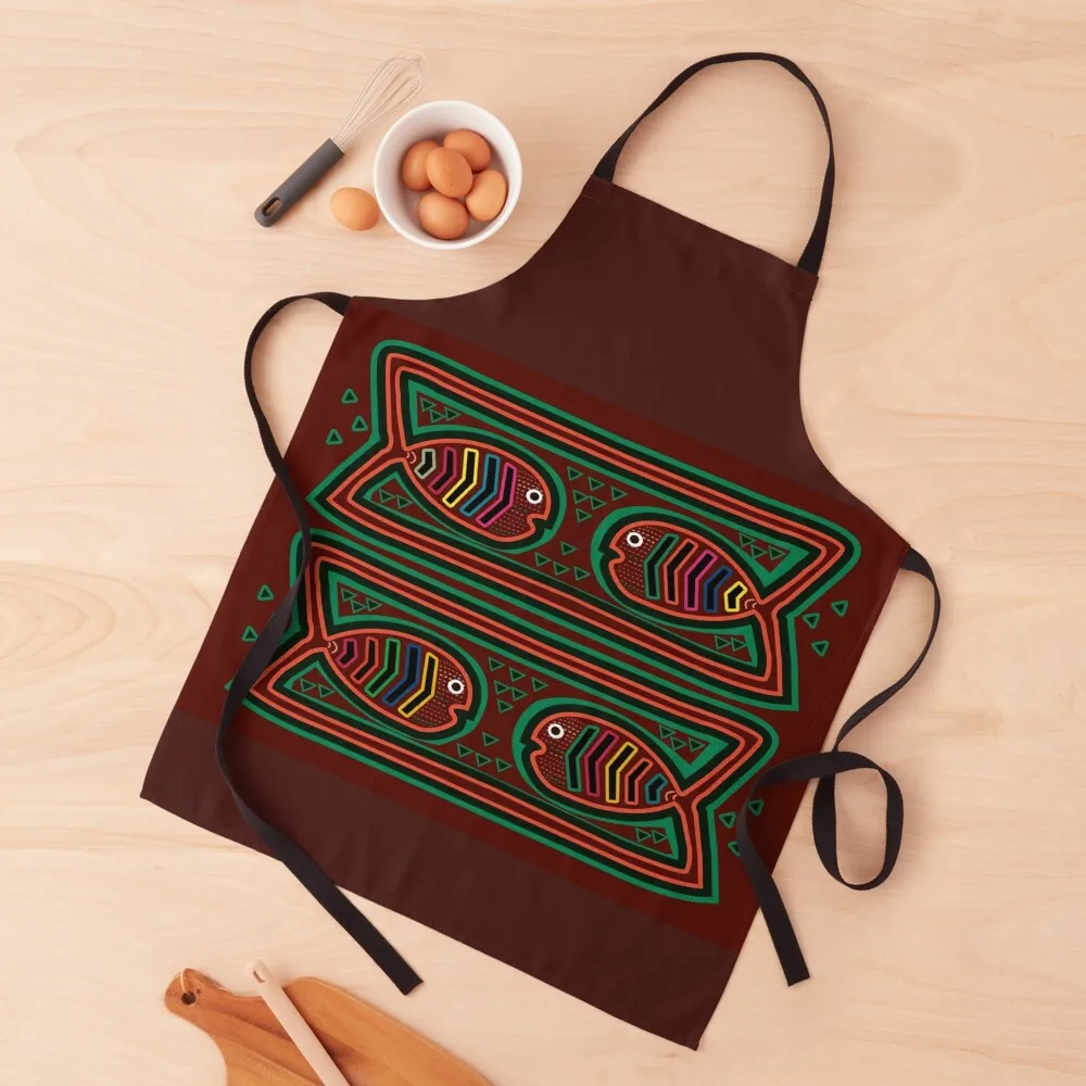 

mola kuna design from panama green fish Apron Barista Kitchen accessories household woman Apron