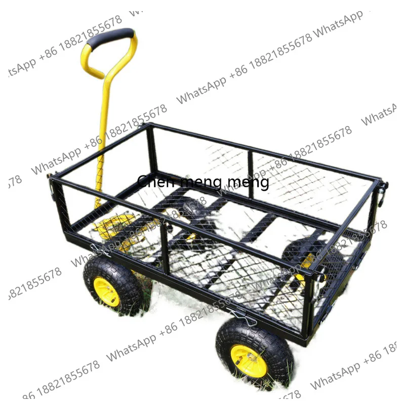 

Tool hand push flatbed trailer, tiger cart, baked sweet potato cart, foldable, side gear removable