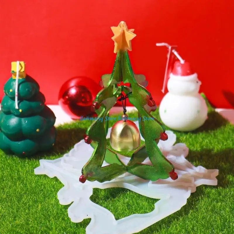 573B عيد الميلاد شجرة جرس الجرس السيليكون الحلي عيد الميلاد الحلي القوالب لحرف DIY