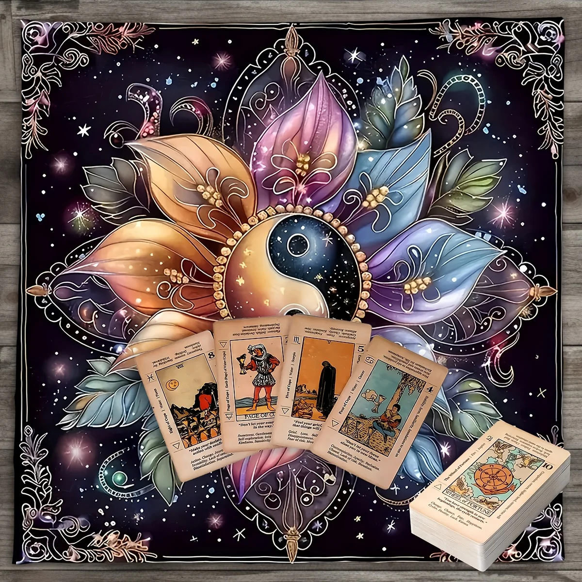 

VIKAMA Инь-Ян Мандала Таро скатерть звездное небо дизайн колдовство языческий дивинг подходит для Хэллоуина, Пасхи, зимы