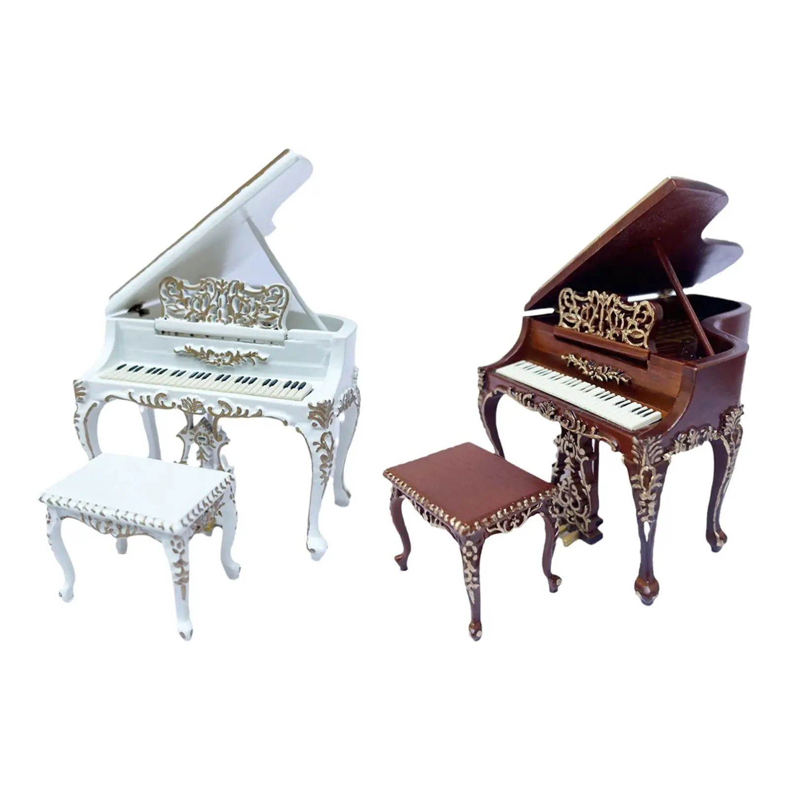 

1/12 Dollhouse Piano Toy DIY Scene Accessories Scene Decor 1:12 Miniature Piano Instrument for Study Living Room Decoration