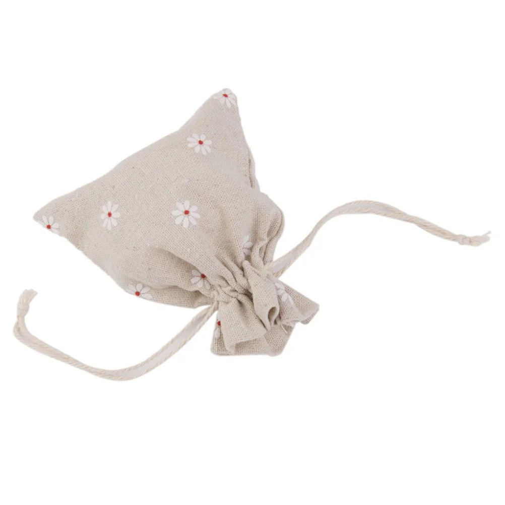 

24pcs Cotton Linen Storage Bags 10x14cm Drawstring Daisy Jewelry Makeup ganizer Travel Gift Lightweight Foldable Bag