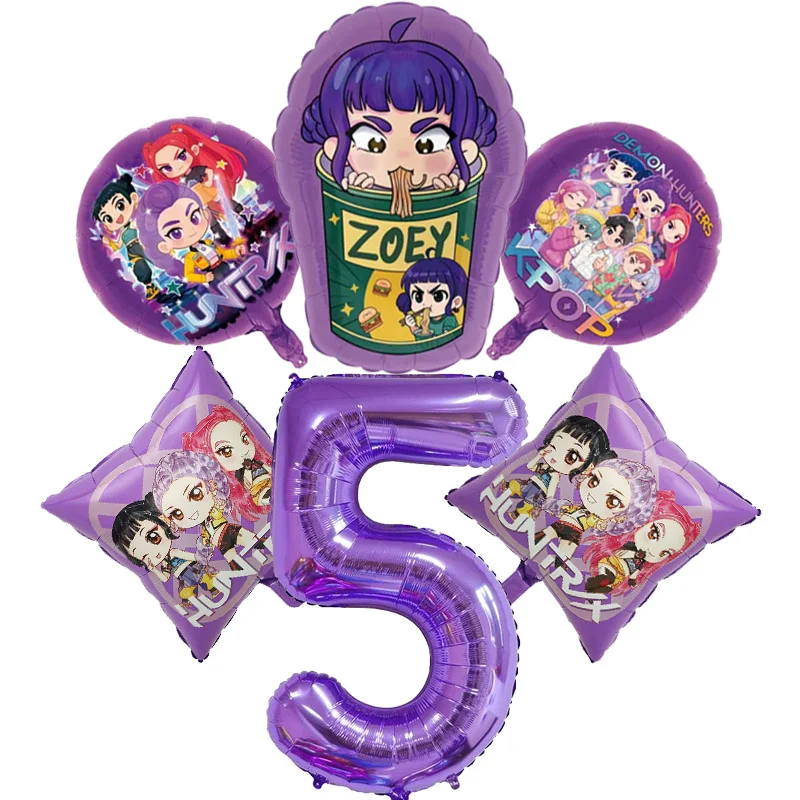 Kpop شيطان الصيادين حفلة عيد ميلاد الأطفال كرة زخرفية رقم 1-9 بالون مجموعة الكرتون لوازم الحفلات هدايا الاطفال #1