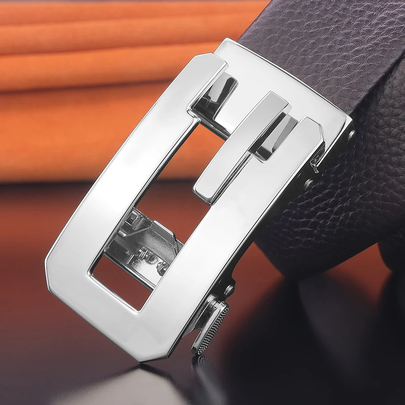 

High Quality letter design Automatic Buckle full grain leather 3.5cm men belt luxury famous brand jeans formal casual Waistband