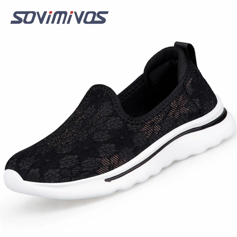 

High Quality Women Flat Shoes Fashion Mesh Breathable Shoes Summer Casual Slip on Vulcanized Shoes Women Trainers Tenis Feminino