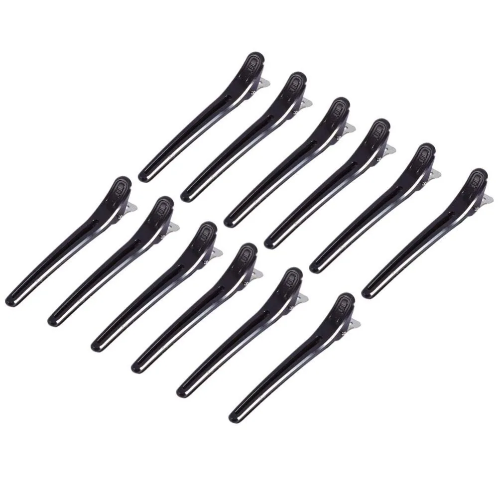 12PCS 12 Pcs Pack Hair Sectioning Clips Black Color Aluminium Alloy Duckbill Hair Clips Colorful Plastic Non-Slip Design