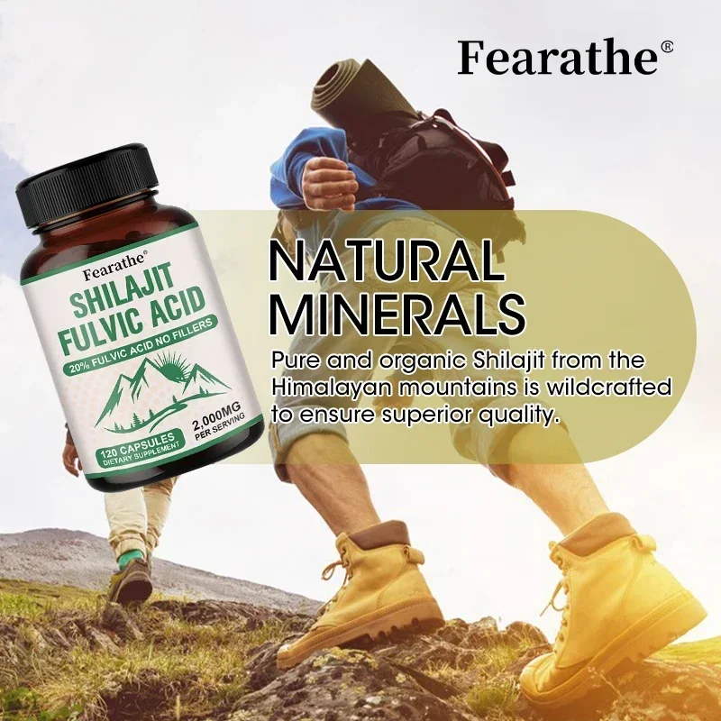 Fearathe Himalaya Original Shilajit Capsules, Rich in 20:1 Natural Fulvic Acid and 85+ Trace Minerals, Gluten Free Supplement