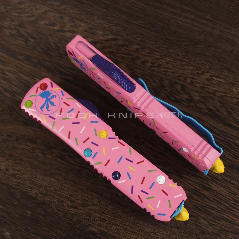 Donut Pink UTX-85 Series UT85 UTX85 MICRO ULTRA TECH Tactical Gear D2 Steel CNC 6061 Aluminum Handle EDC Tool Comb FOOHKNIFE