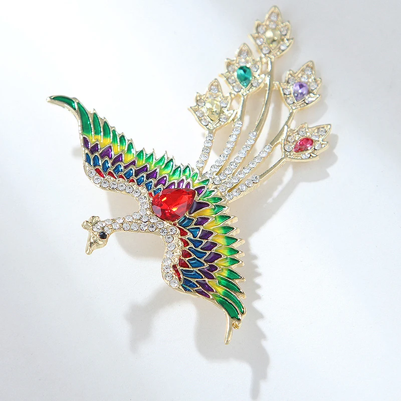 Rhinestone Flying Phoenix Brooches For Women Clothing Coat Jewelry Accessries Gifts