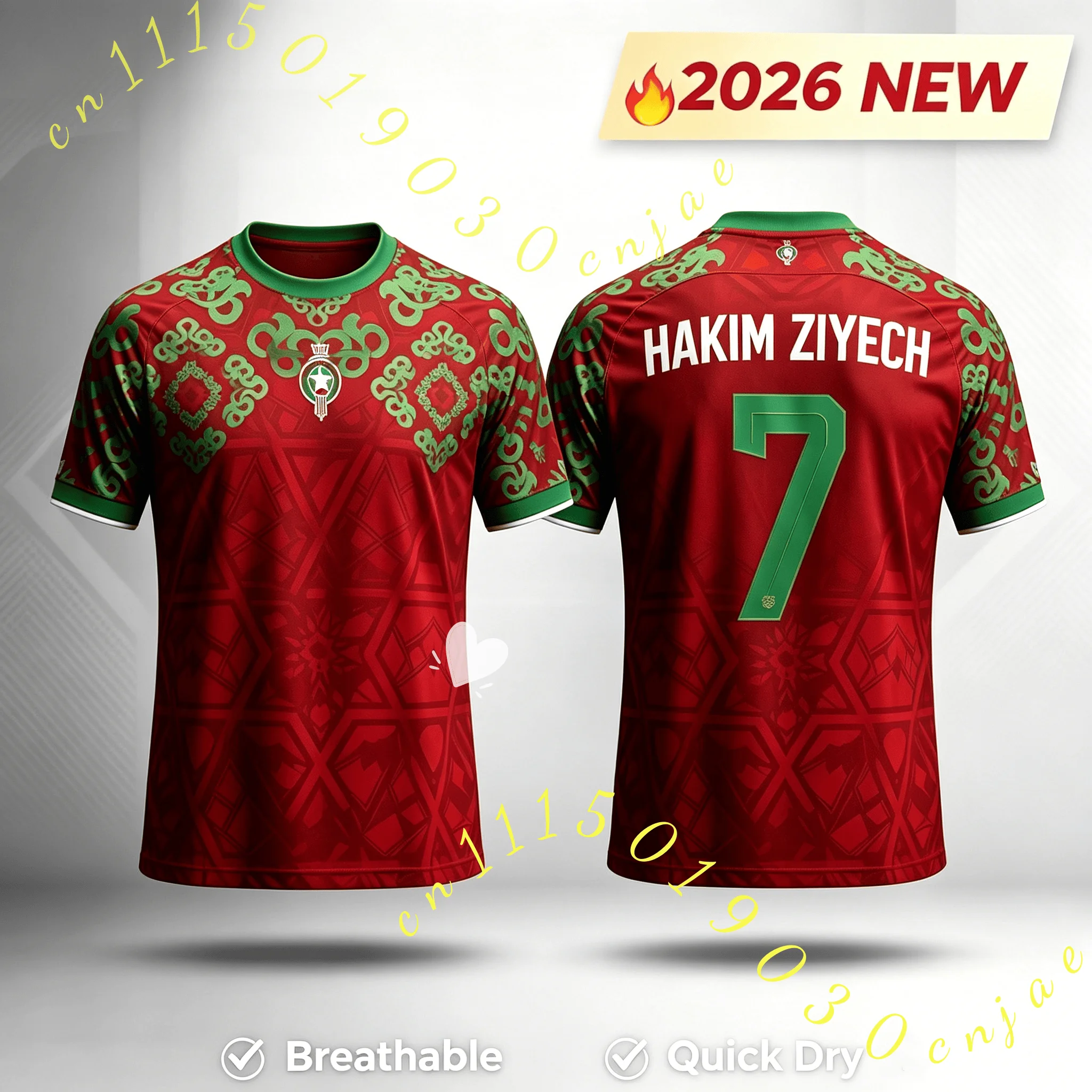 2026 Summer New Moroccan Traditional Football Jersey Sports Breathable Fashion Casual Style Special Edition for Football Fans