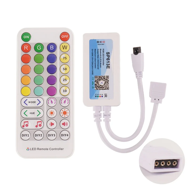 Smart RGB LED Controller SP613E/SP614E Bluetooth Music App IR38 Key Remote Led Dimmer For WS2812 RGB/RGBW Led Strip DC5V 12V 24V