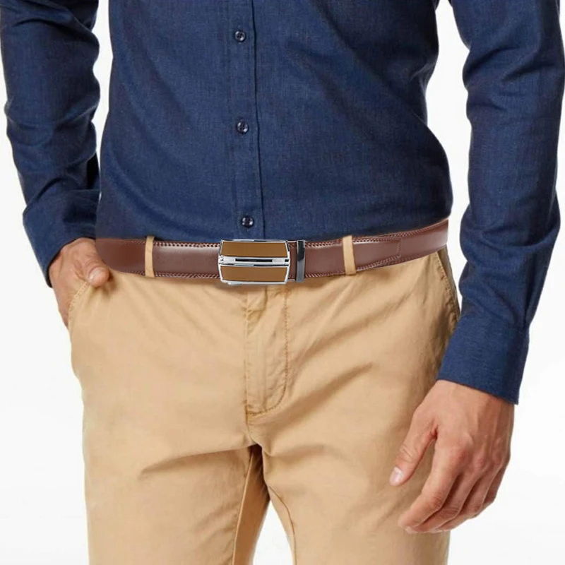 

Fashionable Men's Alloy Automatic Buckle Belt Simple Men's Business Formal Occasion Belt Trendy Men's Clothing Accessories