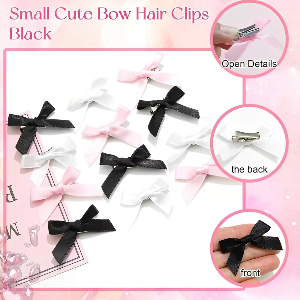 Sweet Y2k Girls Bowknot Mini Hair Clips Metal Hairpin Headwear Barrette Handmade Ribbon Bow Bangs Clip Fashion Hair Accessories