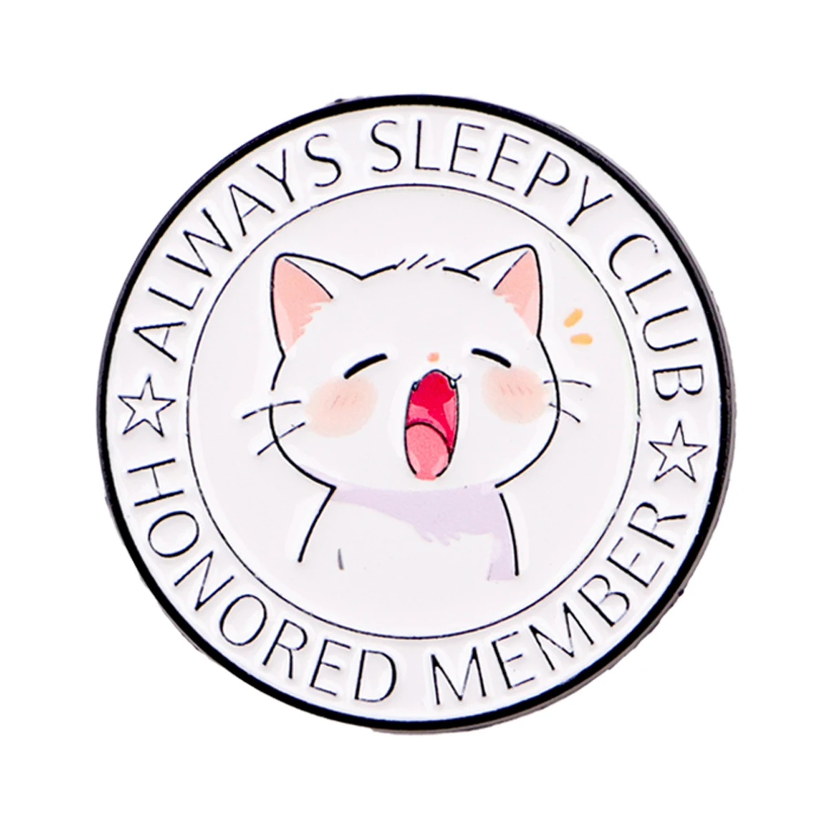 Emaille-Anstecknadel „ALWAYS SLEEPY CLUB“ – Süße Katzen-Brosche, Anstecker für Rucksack, Kleidung, Accessoires, Tier-Schmuck, Geschenke