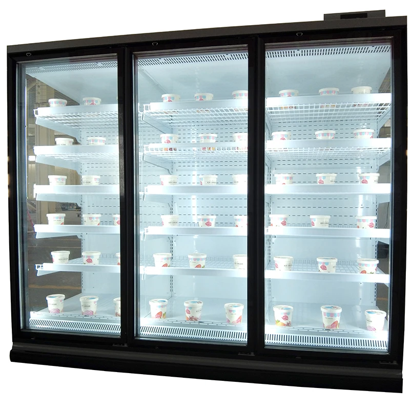

Customized Upright Freezer Display Refrigerator Glass Door Commercial Showcase Fridge Multideck Cabinet System