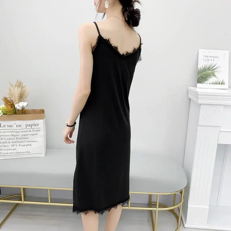 Sexy Nightgowns Women Solid Home Casual Lace Design Sleepwear Fashion Summer Elegant Korean Style Aesthetic Backless Clothing