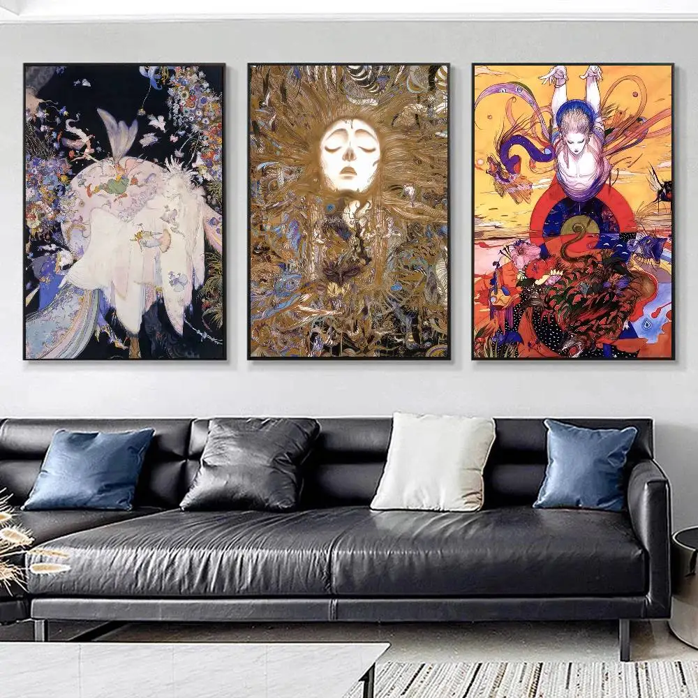 1pc Yoshitaka Game Amano F-Final F-Fantasy Posters HD Print Vintage Wall Art Decor for Home Study Room