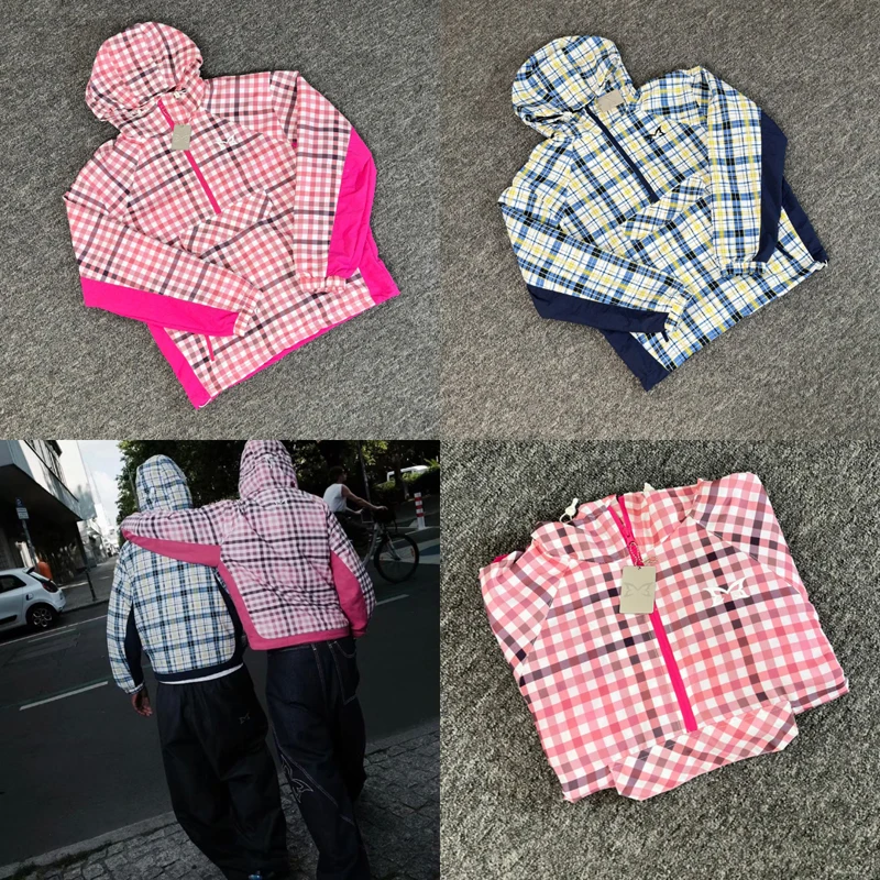 Real Photo Mertre Jacket High Street Trend Checkered Camouflage Hooded Sweatshirts Men Women Hip-hop Zipper Cardigan