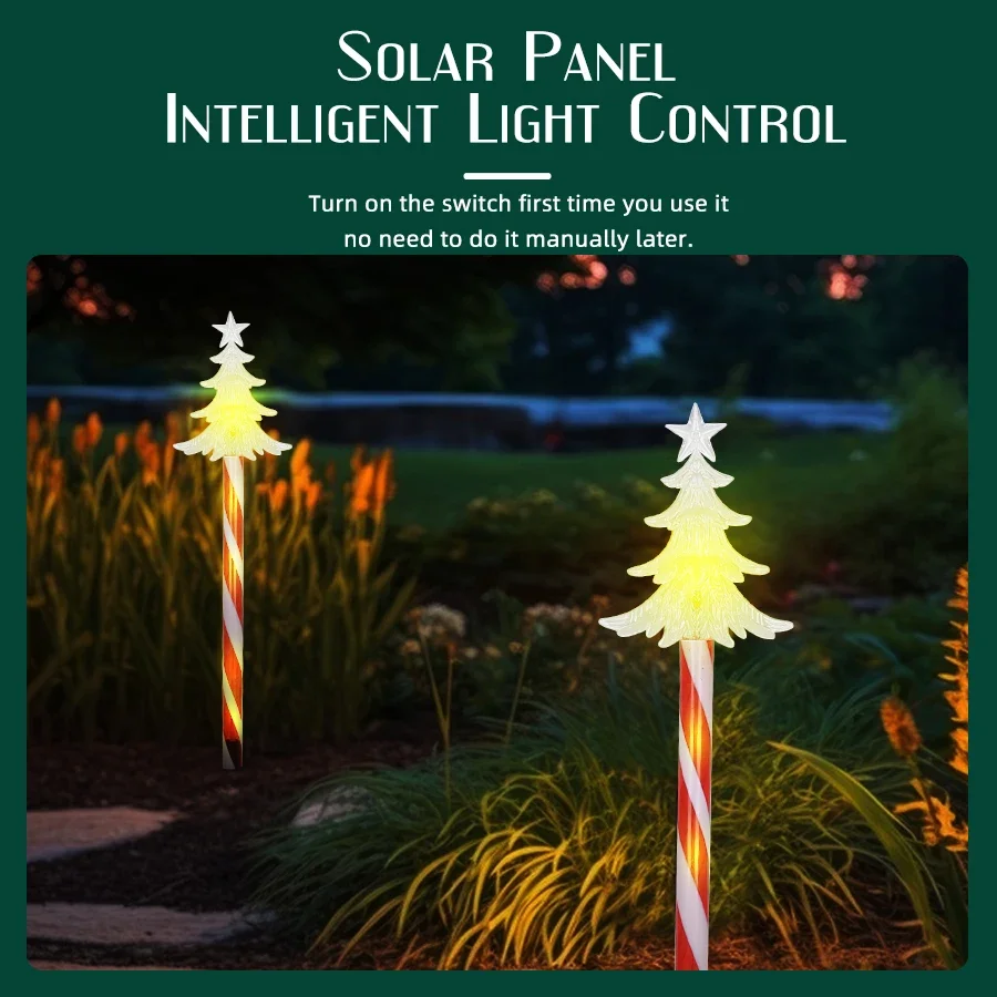 5개 태양열 크리스마스 장식 조명, 야외 LED 산타클로스 트리 및 눈사람 말뚝, 방수 정원 통로 조명