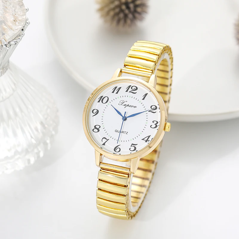 Medieval Style Simple Digital Elastic Band Retro Elderly Watch Steel Band Quartz Watch Suitable for Daily Wear and Decoration