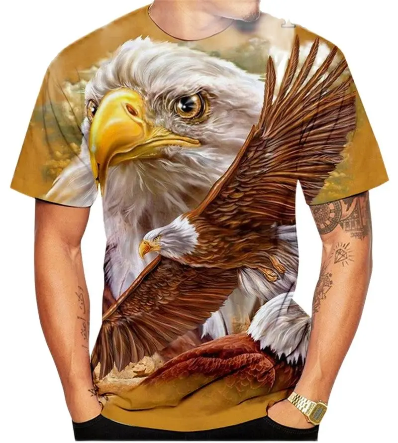 Summer Animal Eagle 3D Print T-Shirts Men Women Short Sleeve T Shirt Oversized Harajuku Y2k Tees Tops Kids Crew Neck Clothing
