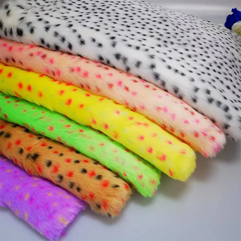 Thickened Jacquard Imitation Rabbit Fox Fur Fabric 100x170cm Leopard Dot Pattern Faux Fur Fabric for Coat Bag Toys Scarf