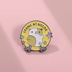 I PANIC AT DISCOS Enamel Pin Cute Skating Puppy Badge Animal Lapel Metal Brooch Jewelry Gift for Kids Wholesale